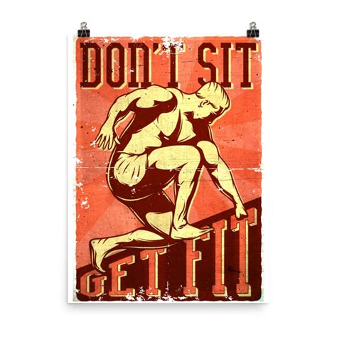 Gym Poster Dont Sit Get Fit Home Gym Garage Decor Etsy