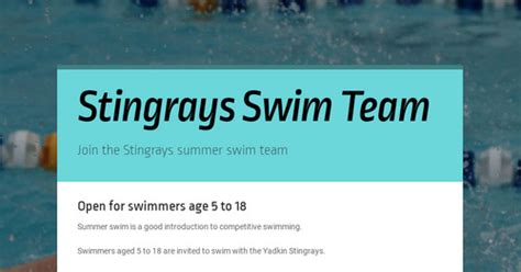 Stingrays Swim Team Smore Newsletters