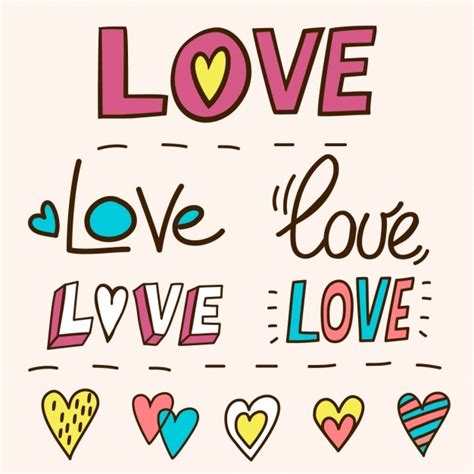 Free Vector Lettering With The Word Love Hand Drawn