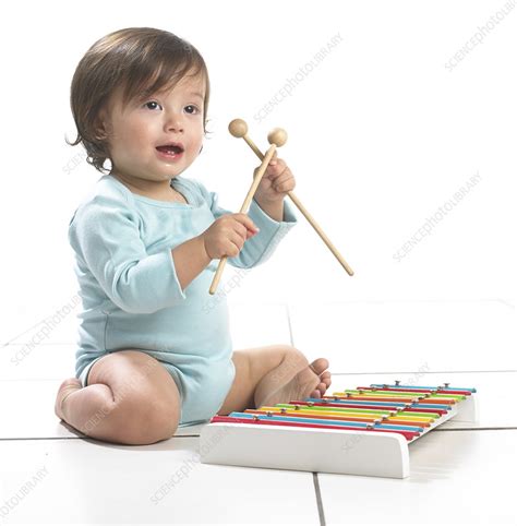 Baby Boy Playing Toy Xylophone Stock Image C0542372 Science