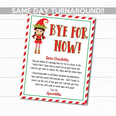 PRINTABLE Personalized Elf Goodbye Letter Personalized Elf | Etsy | Elf goodbye letter, Goodbye ...