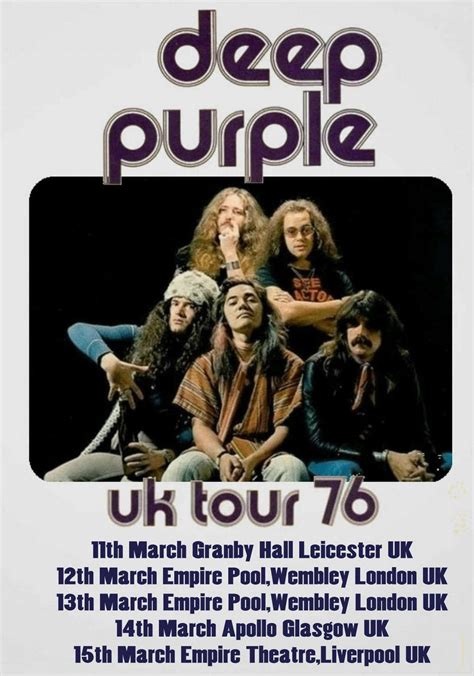 Deep Purple Vintage Poster Uk Tour 1976 Music Concert Posters Deep Purple Vintage Concert