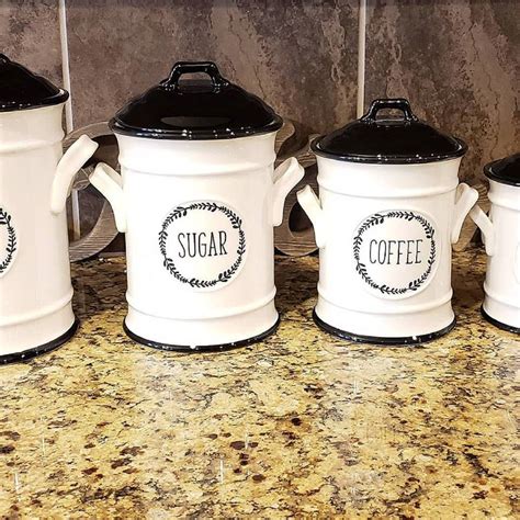 Large Set Of 4 Canister Set For Kitchen Flour Jar Sugar Jar Coffee