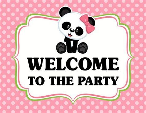 Panda Welcome Sign Welcome Sign Printable Welcome Sign Panda Party