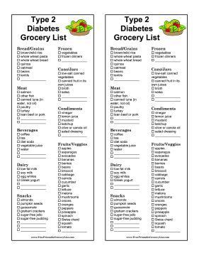 If you have an amazing diabetic recipe we would love for you to share it with out community! Great for people with type 2 diabetes, this printable grocery list provides the best food to eat ...