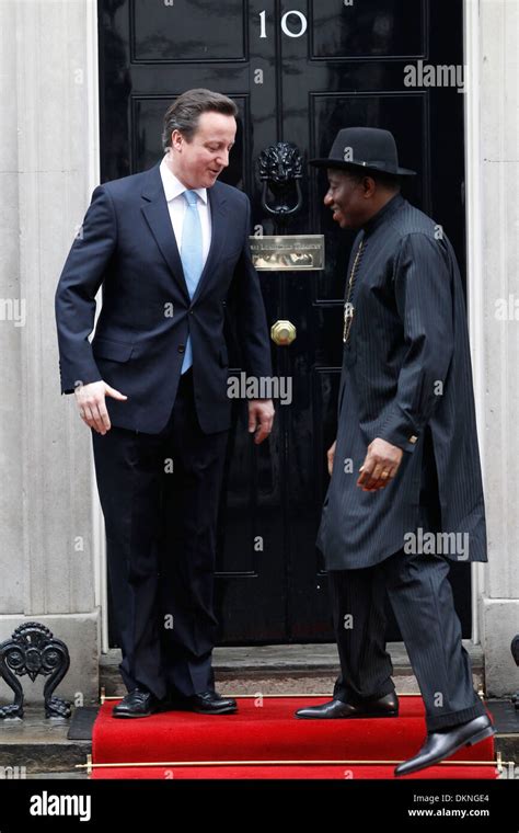 British Prime Minister David Cameron L Welcomes Nigerian President