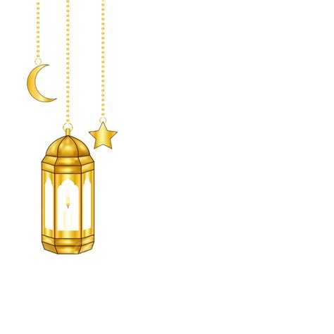 Gambar Menggantung Lentera Emas Dengan Bulan Dan Bintang Untuk Ramadan