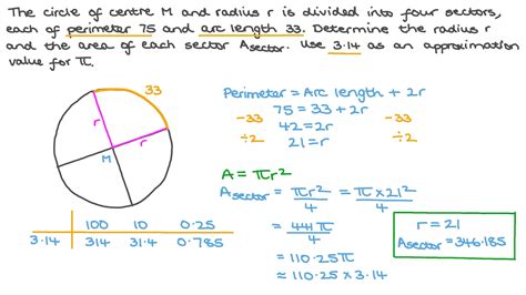 Question Video Determining The Radius Of A Circle And The Area Of Each