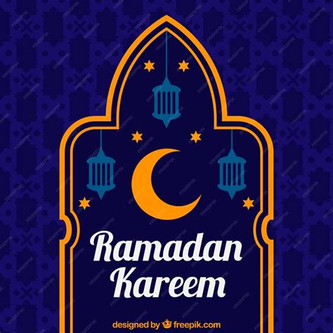 Free Vector Ramadan Kareem Blue Background
