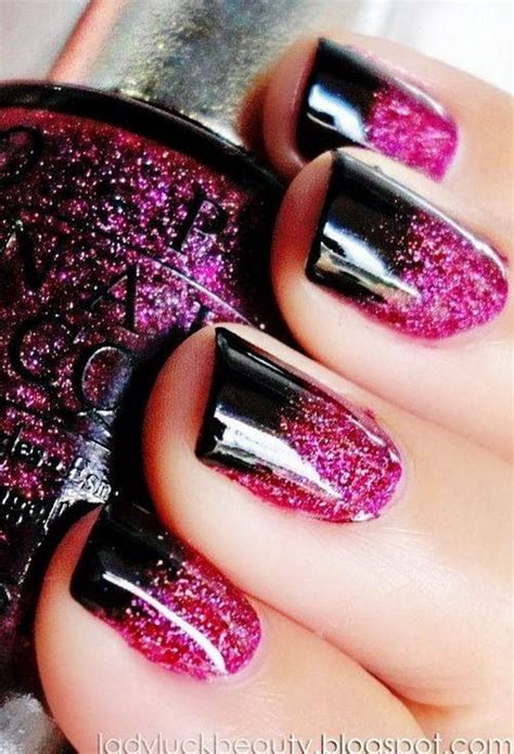 Pink And Black Ombre Nails Trendy And Funky Nail Art Idea The Fshn