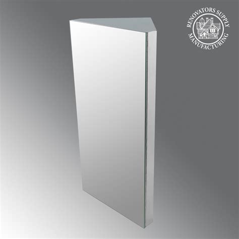 Polished Stainless Steel Corner Medicine Cabinet Mirror Door