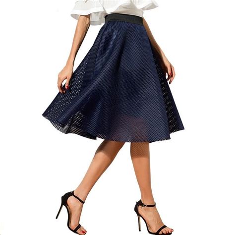 Casual Hollow Out Solid Color Knee Length Skirt Womens Fashion Skirt