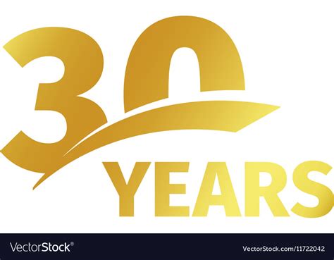 Isolated Abstract Golden 30th Anniversary Logo On Vector Image