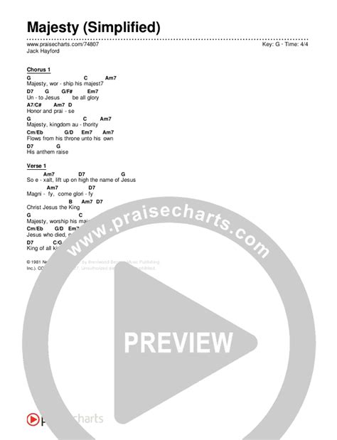 Majesty Simplified Chords Pdf Jack Hayford Praisecharts