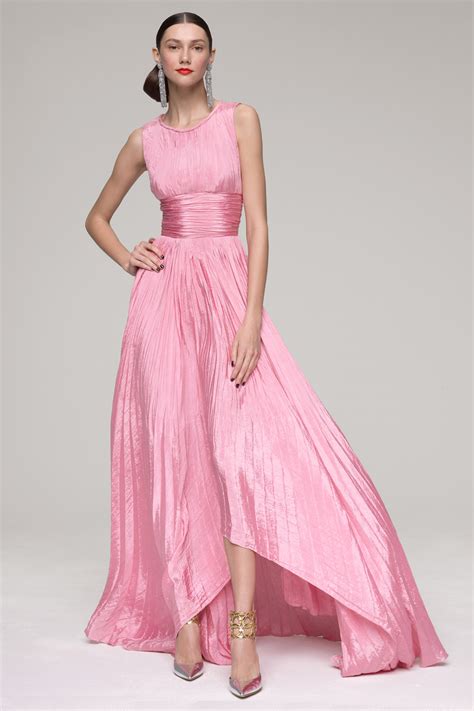 Lyst Oscar De La Renta Pleated Gown In Pink