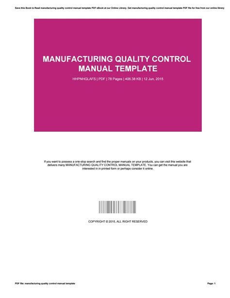 Manufacturing Quality Control Manual Template By Malove0 Issuu