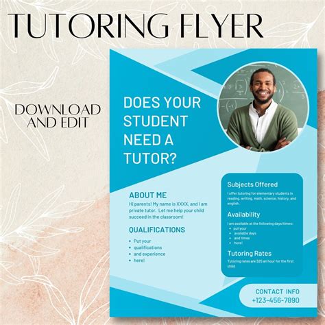 Tutoring Flyer Template Download And Edit Tutoring Advertisement Tutoring Flyer Etsy