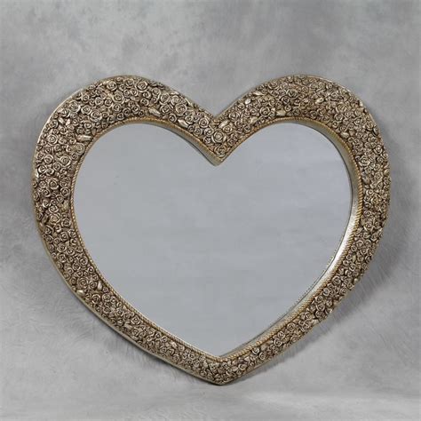 Heart Shaped Decorative Framed Mirror In Gold By