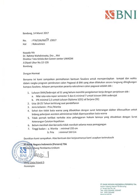 Contoh surat lamaran kerja magang/pkl adalah contoh lamaran pekerjaan terbaru yang akan admin bagikan pada kesempatan ini untuk anda yang ingin mengikuti magang di sebuah perusahaan. 26++ Contoh Surat Lamaran Untuk Program Magang Bina Bni - Kumpulan Contoh Gambar