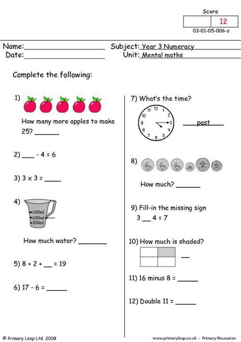 Year 3 Numeracy Printable Resources And Free Worksheets For Kids