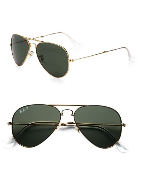 lyst ray ban metal folding aviator sunglasses in metallic
