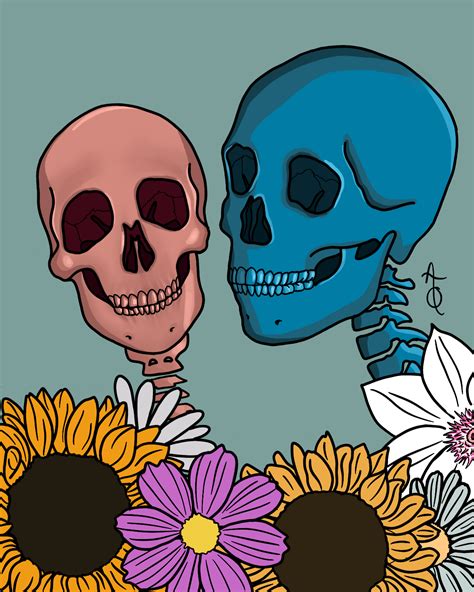 Skeleton Couple In Flowers Skeleton Couple Flowers Digitalart