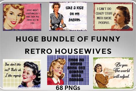 Retro Wives Funny Quotes Huge Bundle Bundle · Creative Fabrica