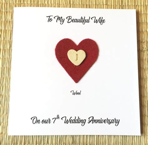 Personalised 7th Wedding Anniversary Card Wool Anniversary Her Etsy Uk