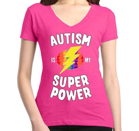 Autism Is My Super Power Womens V Neck T Shirt Autism Awareness Month