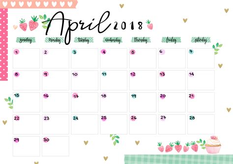 Free April Printable Calendar