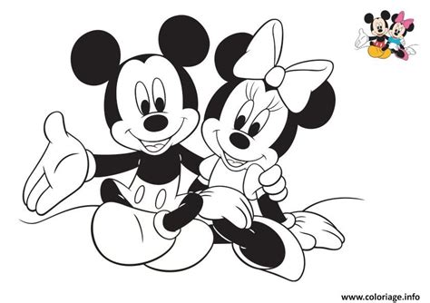 Coloriage Disney Minnie Et Mickey Les Amoureux