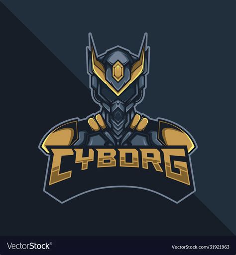 Cyborg Robot E Sports Mascot Logo Royalty Free Vector Image