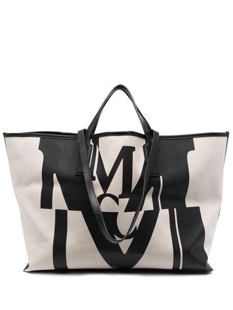 MCM Medium Aren Logo Glitch Tote Bag Farfetch