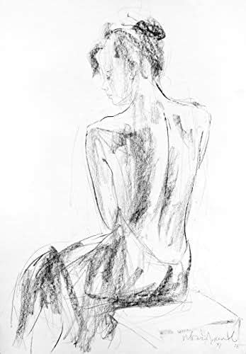 Woman Drawing Print Charcoal Sketch Wall Décor Female