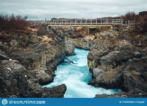 The Landscape Of Barnafoss Waterfall Iceland Stock Photo Image Of