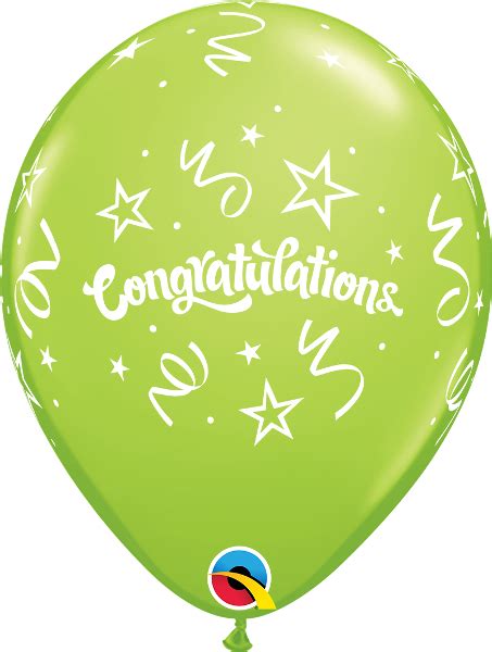 11 Lime Green Congratulations Streamers Latex Balloon Just Illusions