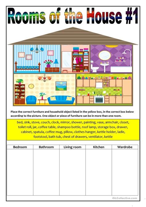 Rooms Of The House 1 Worksheet Free Esl Printable Worksheets Made By