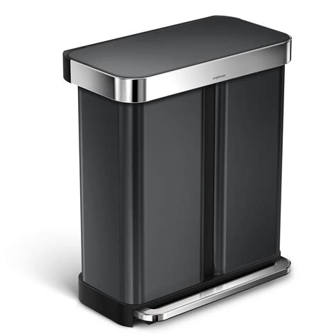 Simplehuman 58 L Black Stainless Steel Dual Compartment Rectangular