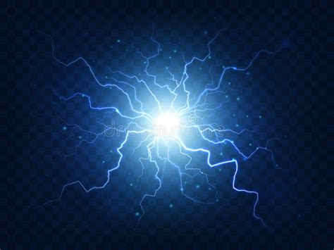 Electric Power Explosion With Electrical Flash Sparks And Blue