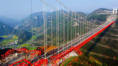 Aizhai Suspension Bridge In China Beautiful Scenery Photography