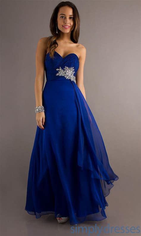 Luxurious Strapless A Line Beaded Sweetheart Temptation Royal Blue