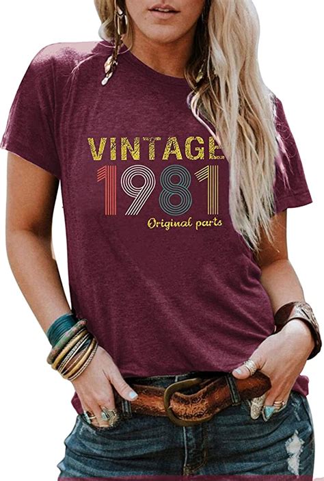 Buy 40th Birthday T Shirts For Women Vintage 1981 Tshirt Funny