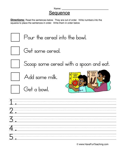 Sequencing Pictures Worksheet