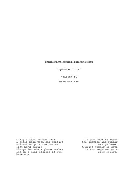 Screenplay Template For Tv Shows Free Download