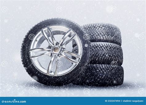 Winter Studded Tires A Set Of Friction Winter Wheels With Aluminum