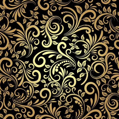 Free Vector Vector Golden Floral Seamless Pattern In Retro Style