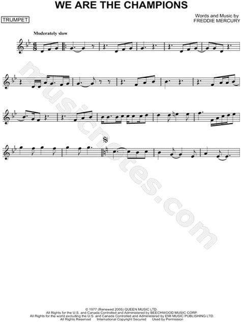 You will not be able to use gaana till we delete your data. Queen "We Are the Champions" Sheet Music (Trumpet Solo) in Bb Major - Download & Print - SKU ...