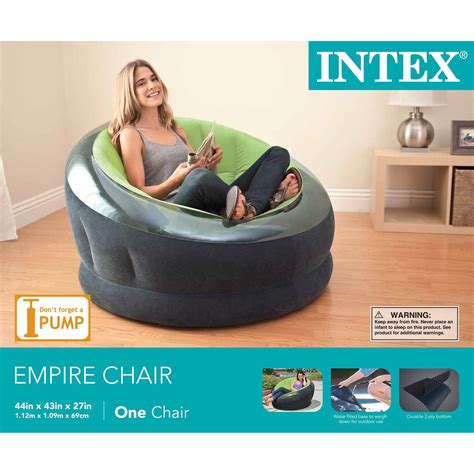 Intex Empire Inflatable Lounge Dorm Camping Chair For Adults Green 3