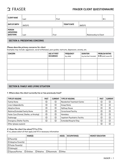 The return address for a form 502 or form 505 filed with payment by check or money order is: Fraser Client Questionnaire 2019 - Fill and Sign Printable ...