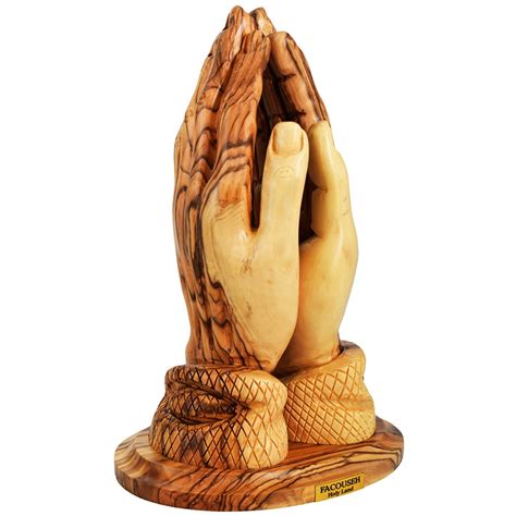 Praying Hands Olive Wood Statue Made In Israel 8